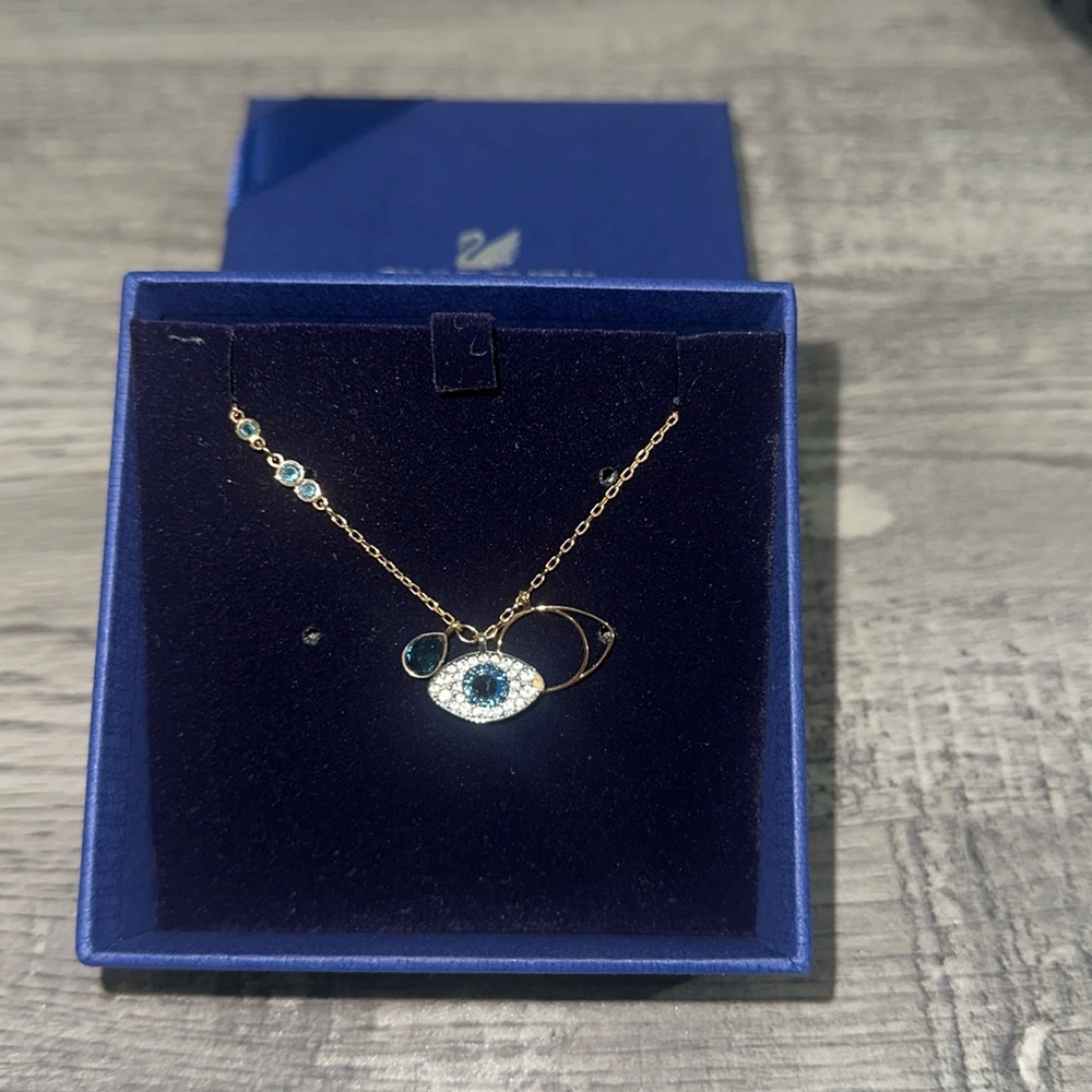 Authentic Swarovski Symbolic Evil Eye Crystal Necklace Jewelry Collection